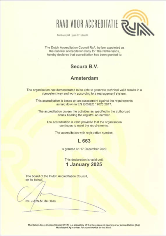 ISO 17025 L663 declaration of accreditation ISO 17025