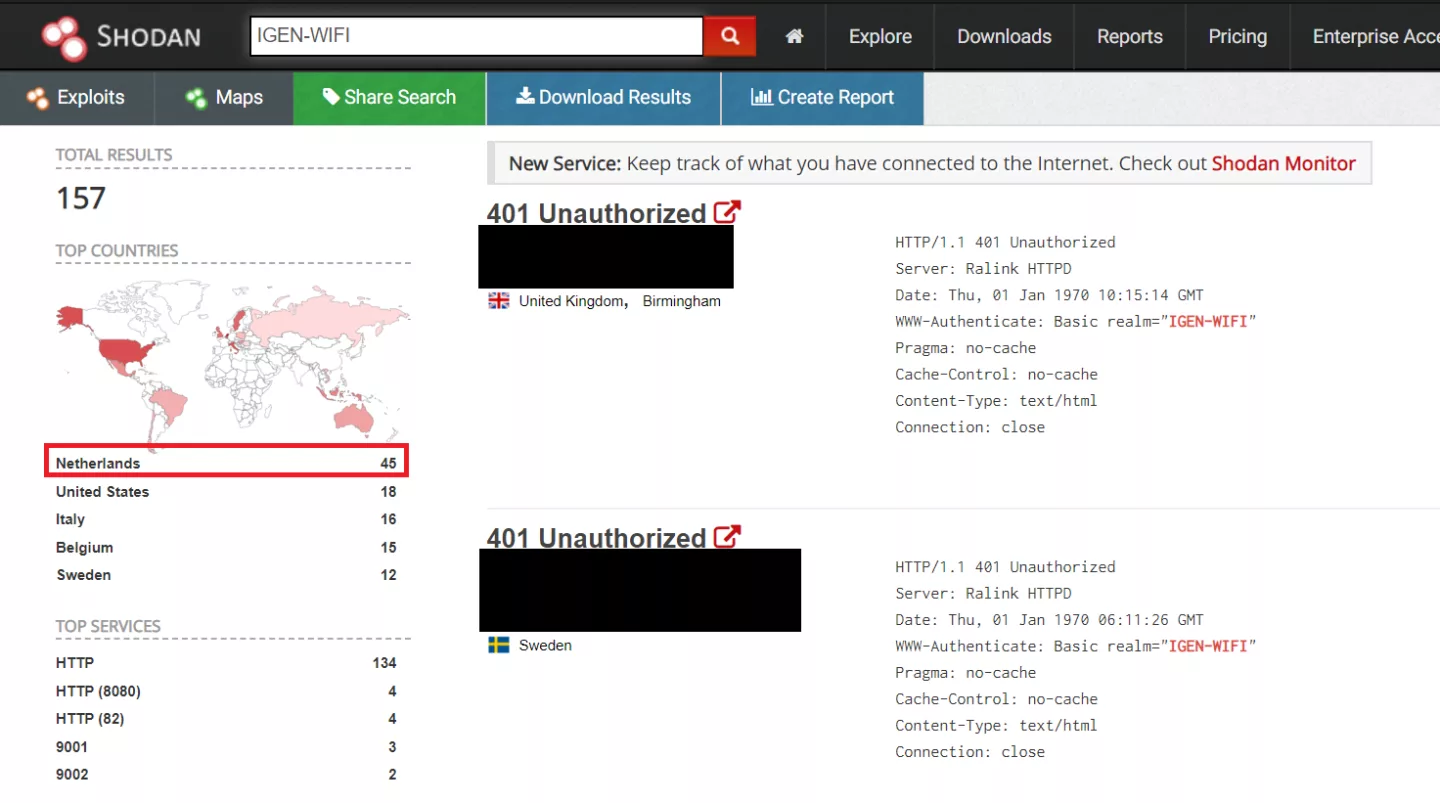 Shodan igen wifi