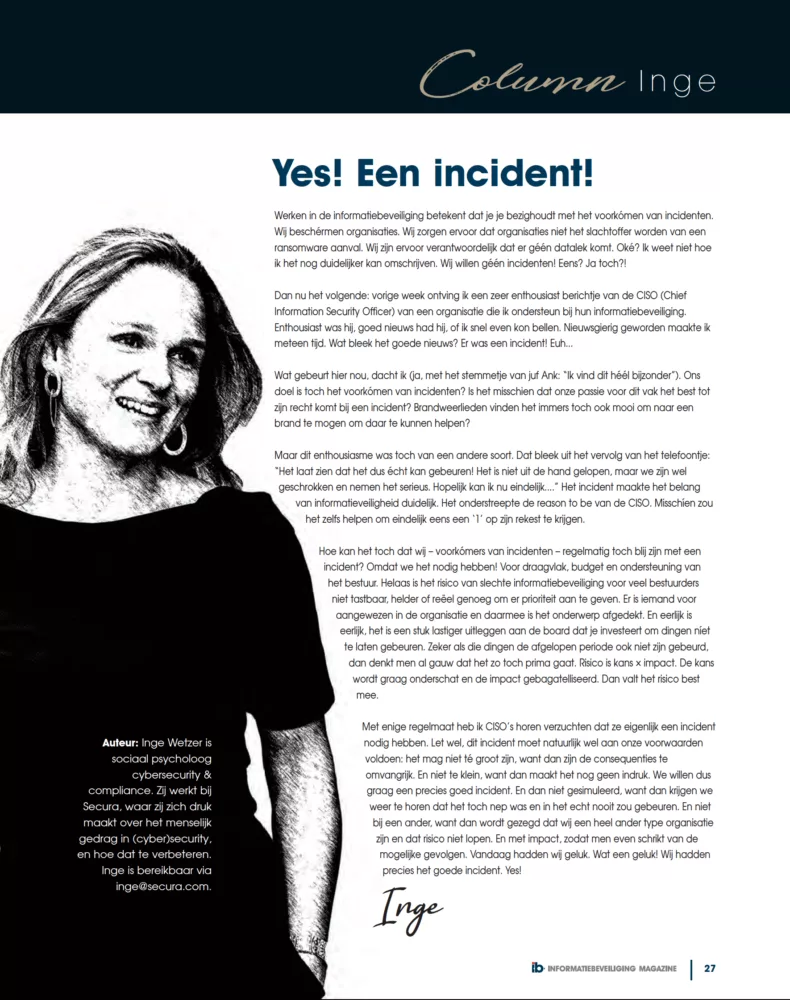 Yes een incident - Inge Wetzer