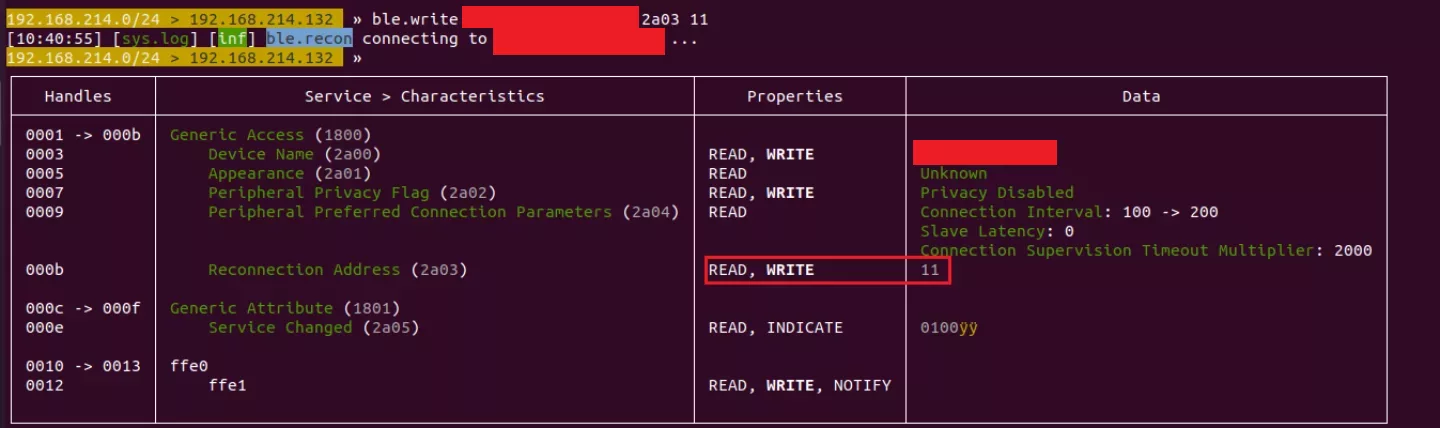 Mus stim reconn addr writable 1 byte