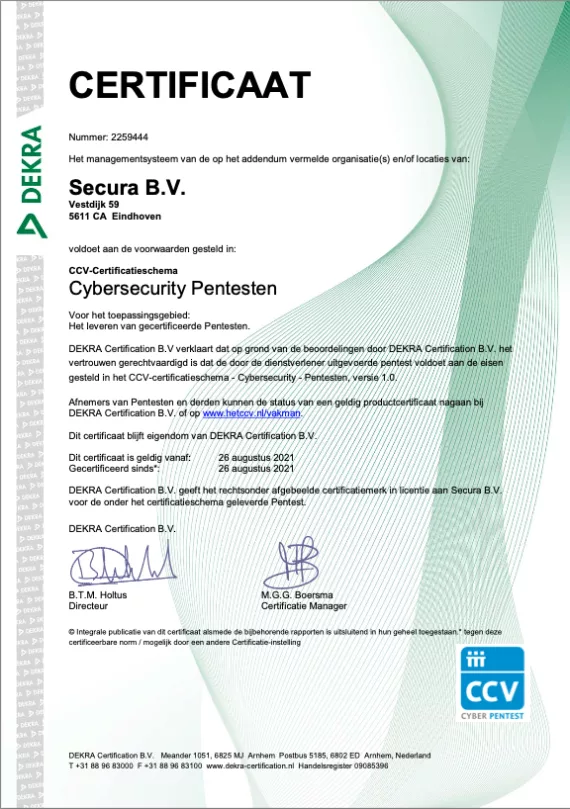 CCV Pentesten 2259444 NL 2021