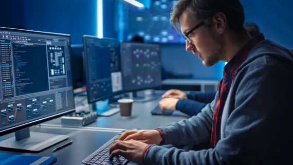 Man working behind computer