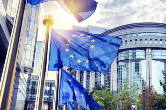 EU flags hanging out